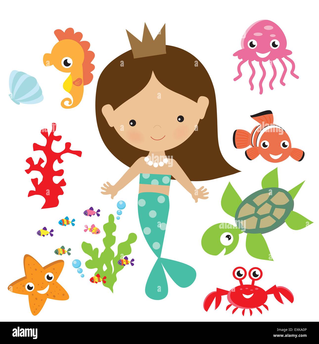 Mermaid cartoon hi-res stock photography and images - Alamy