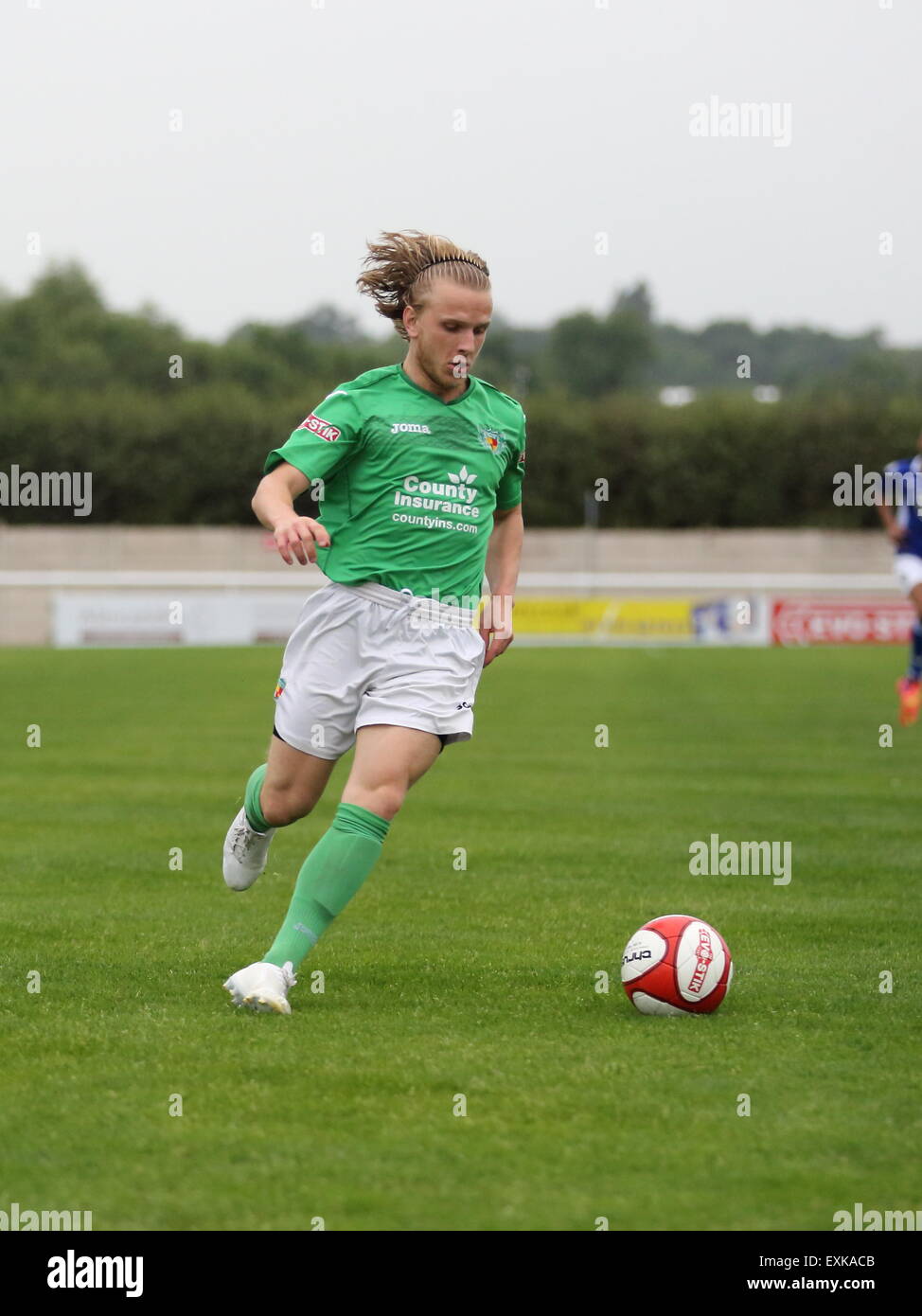 Nantwich, UK. 14th July, 2015. Matty Kosylo in action during the pre-season friendly match at The Weaver Stadium, Nantwich. Credit:  SJN/Alamy Live News Stock Photo