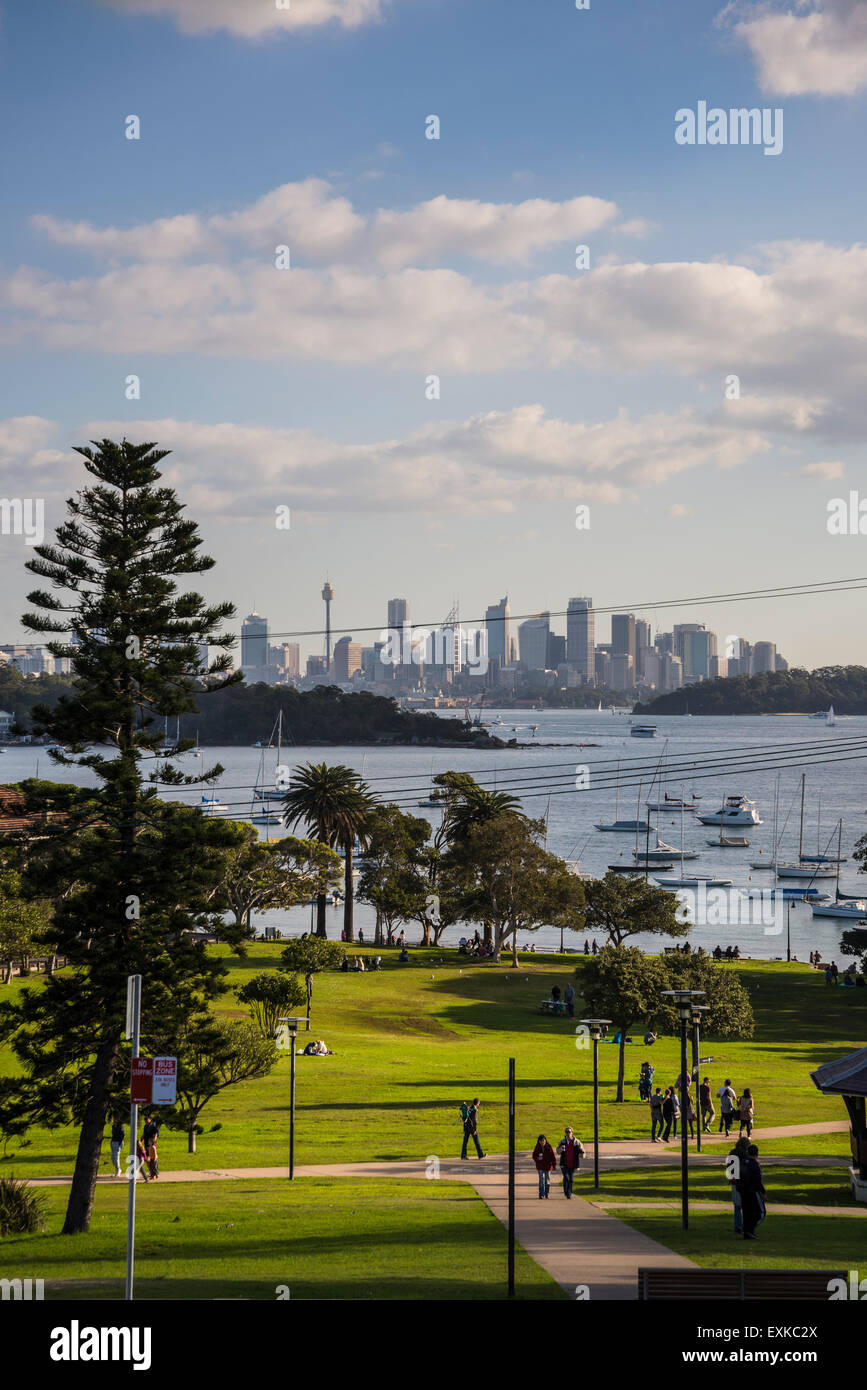 Watson Bay, Robertson Park and view of the CBD, Sydney, Australia Stock Photo
