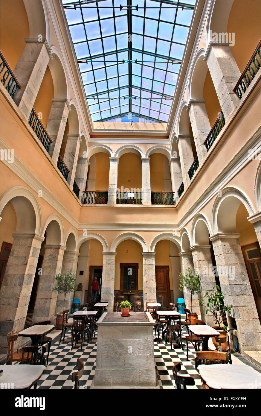 Inside the impressive Town Hall of Ermoupolis in Miaoulis square, Syros