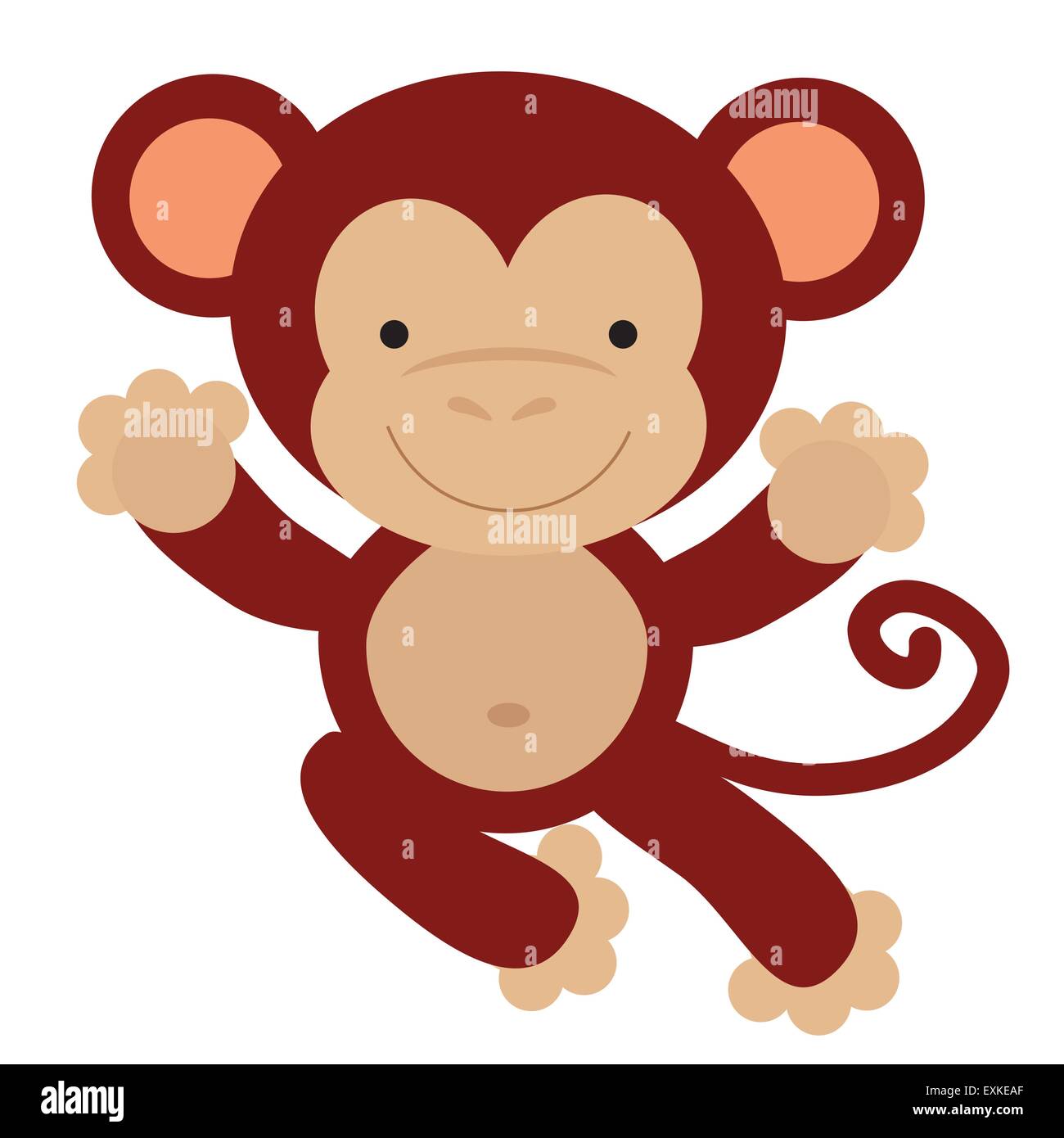 Monkey Cute Funny Cartoon Illustration Isolated Vector Animal Jungle Animal Stock Vector Image Art Alamy