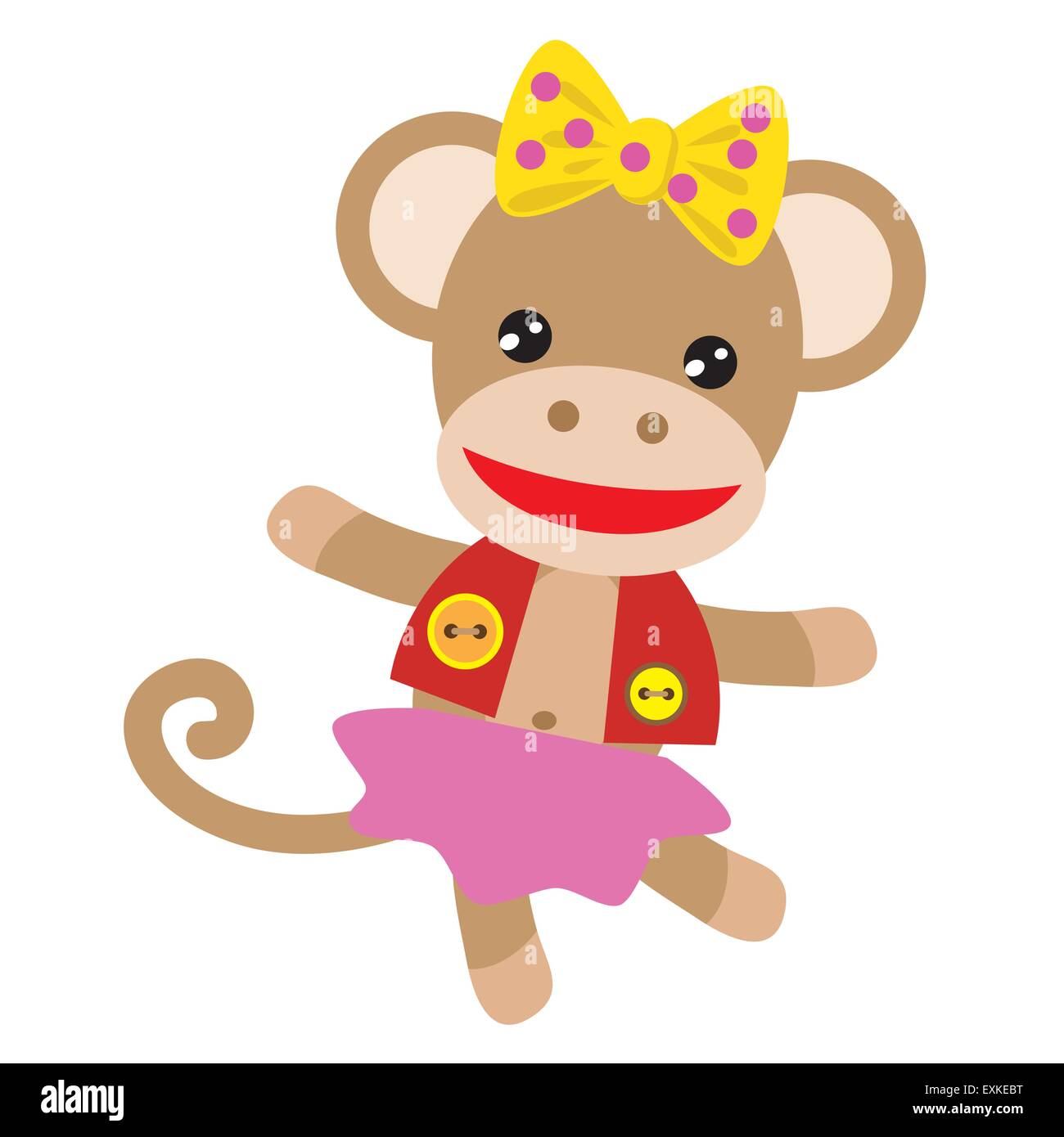 sock monkey,monkey,cute,funny,cartoon,illustration,isolated,vector