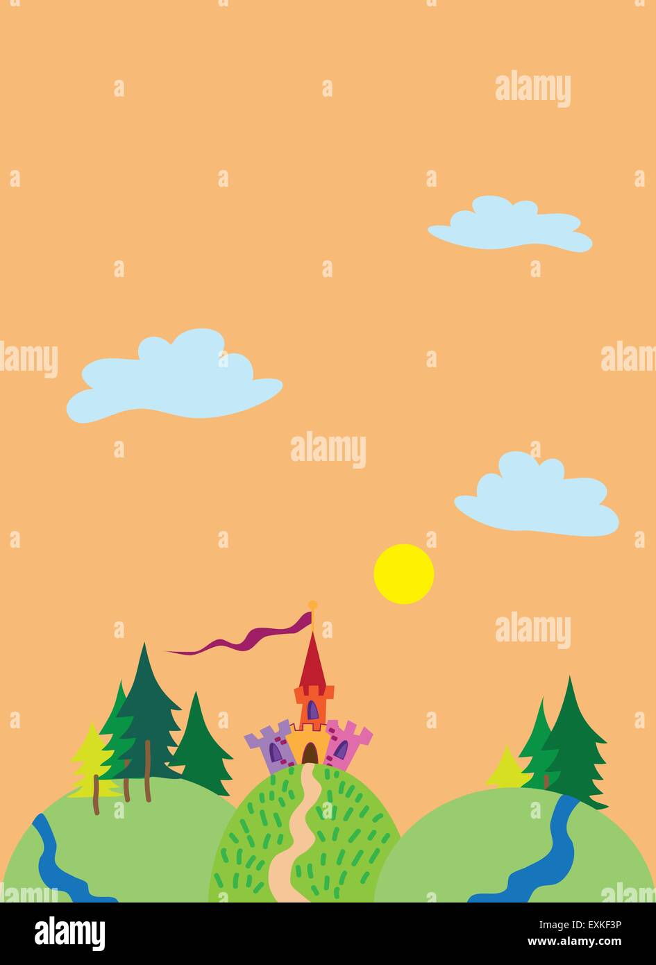 fairy tale background,vector,cartoon,illustration Stock Vector Image