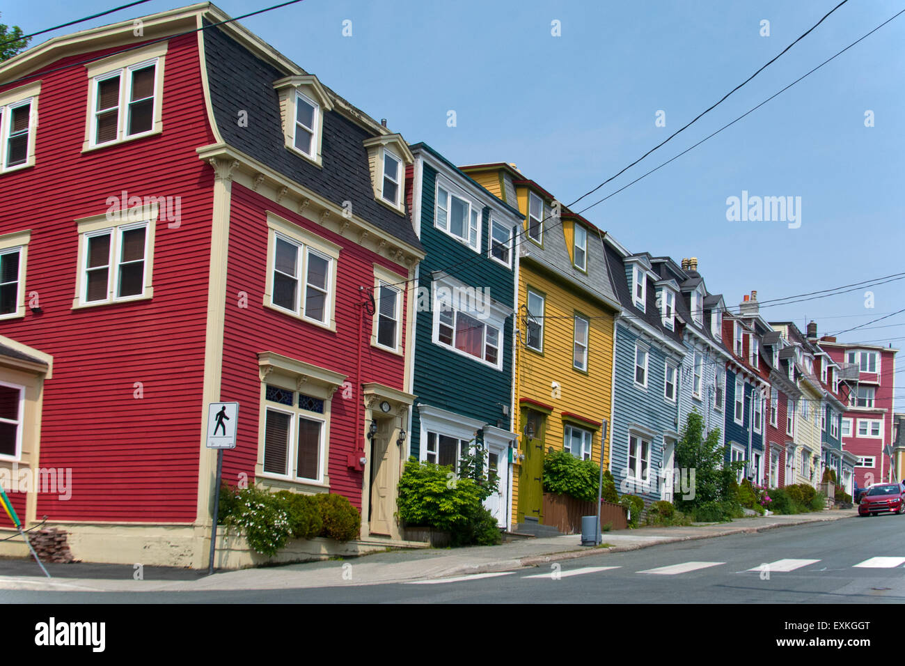 Colourful houses in St. John's, Newfoundland. Stock Photo