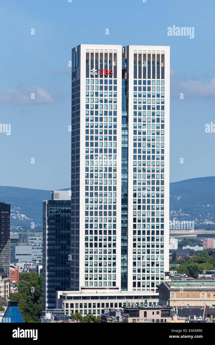 UBS Tower skyscraper in the city of Frankfurt Main. July 10, 2015 in Frankfurt, Hesse, Germany Stock Photo