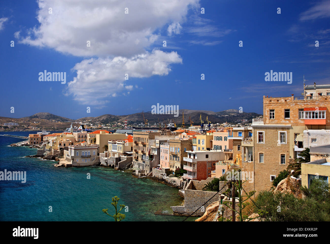 Vaporia" neighborhood (the neighborhood of the shipowners), Ermoupolis  town, Syros island, Cyclades, Greece Stock Photo - Alamy