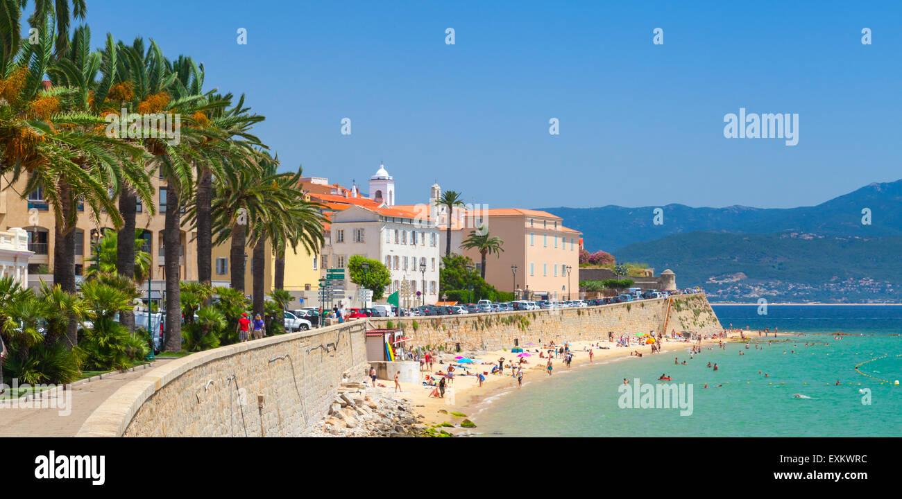 Ajaccio, Corsica, France. Coastal cityscape panorama Stock Photo
