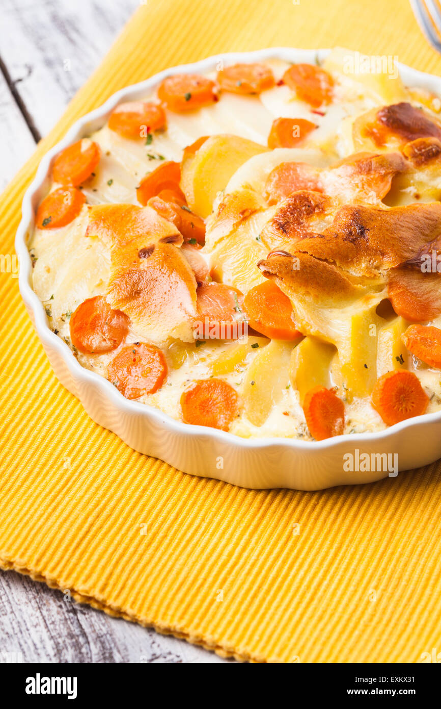 Potato and carrot gratin Stock Photo Alamy