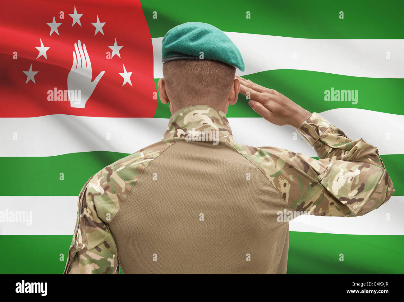 Soldier Wearing an Uniform with Indian National Flag Stock Image