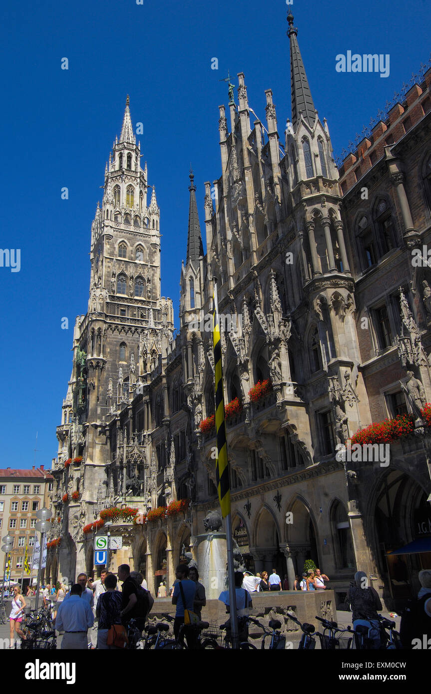 Munich, Neues Rathaus, New Town Hall, Marienplatz, Bavaria, Germany ...