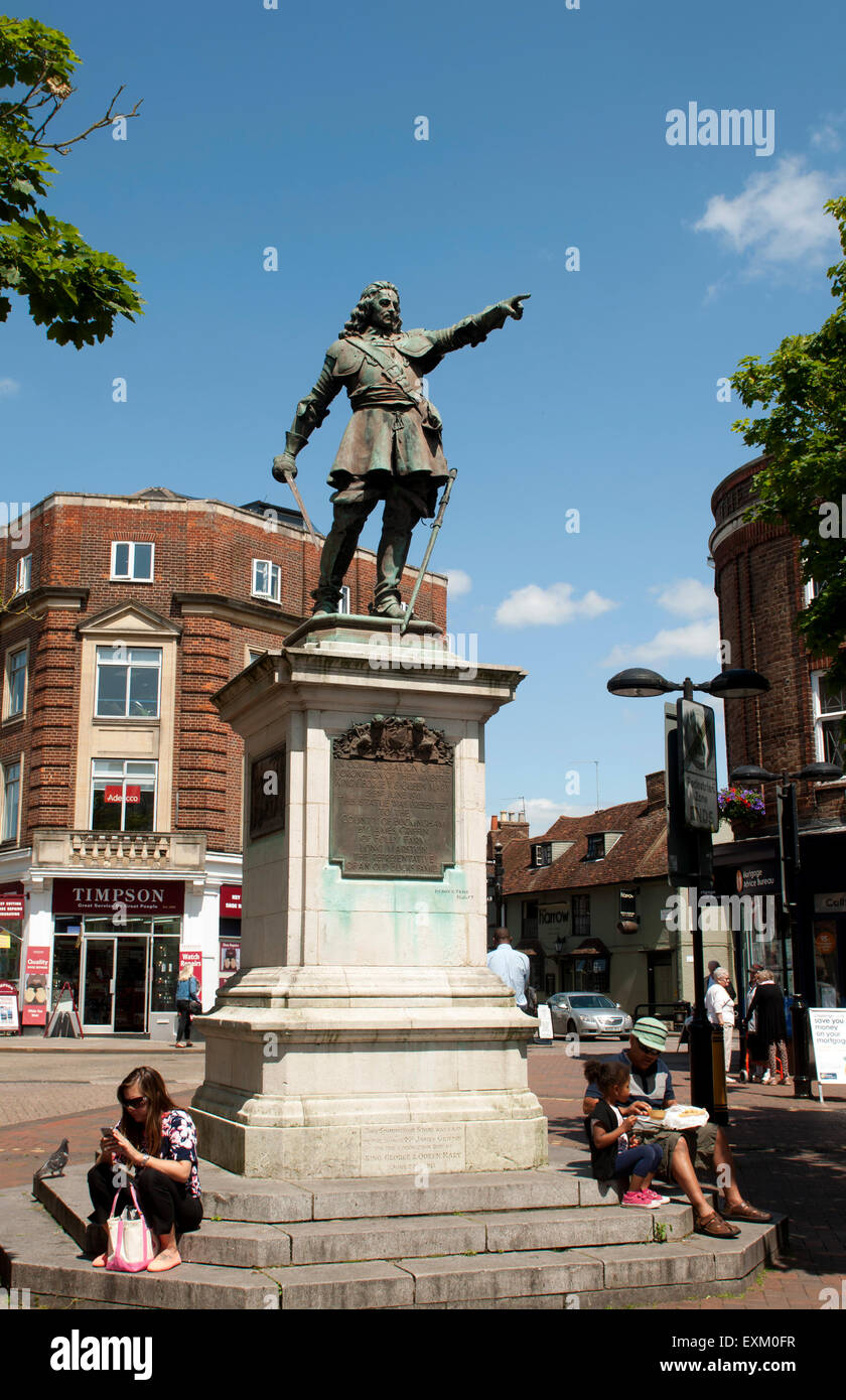 John Hampden statue, Aylesbury, Buckinghamshire, England, UK Stock