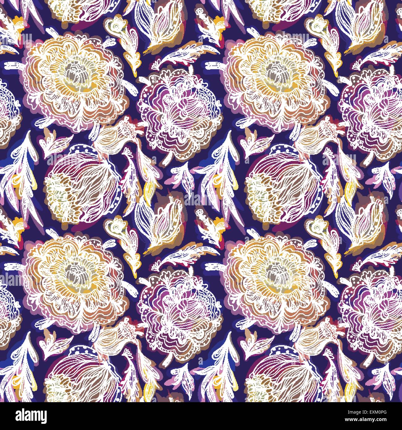 Vector Pattern with Magic Light Flowers Stock Vector Image & Art - Alamy