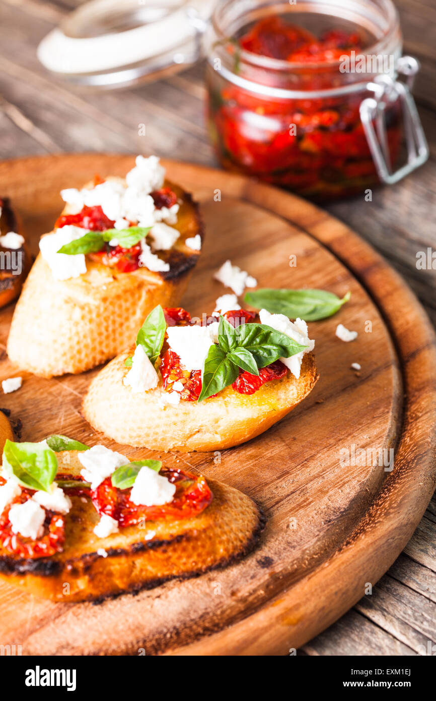 Bruschetta with sundried tomatoes Stock Photo Alamy