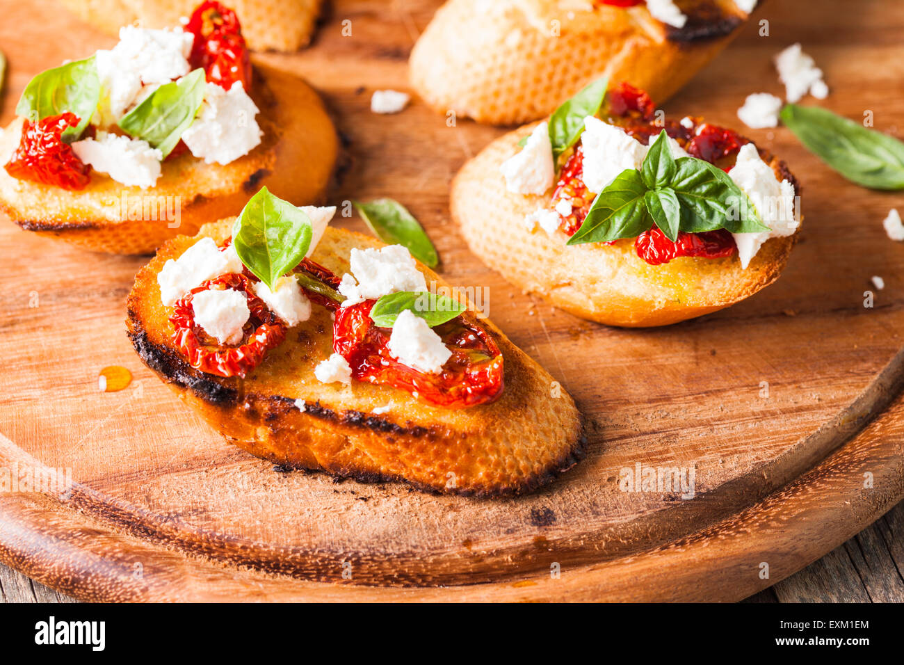 Bruschetta with sundried tomatoes Stock Photo Alamy
