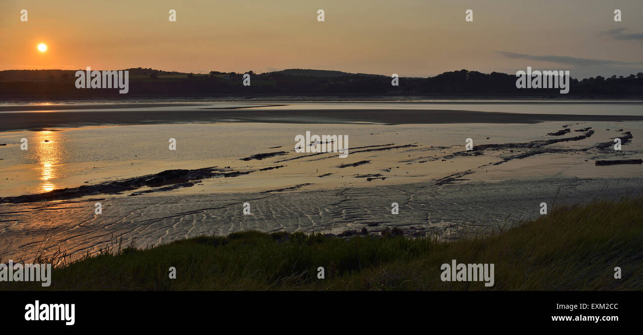 Sunset on River Severn at low tide, Purton, Gloucestershire Stock Photo