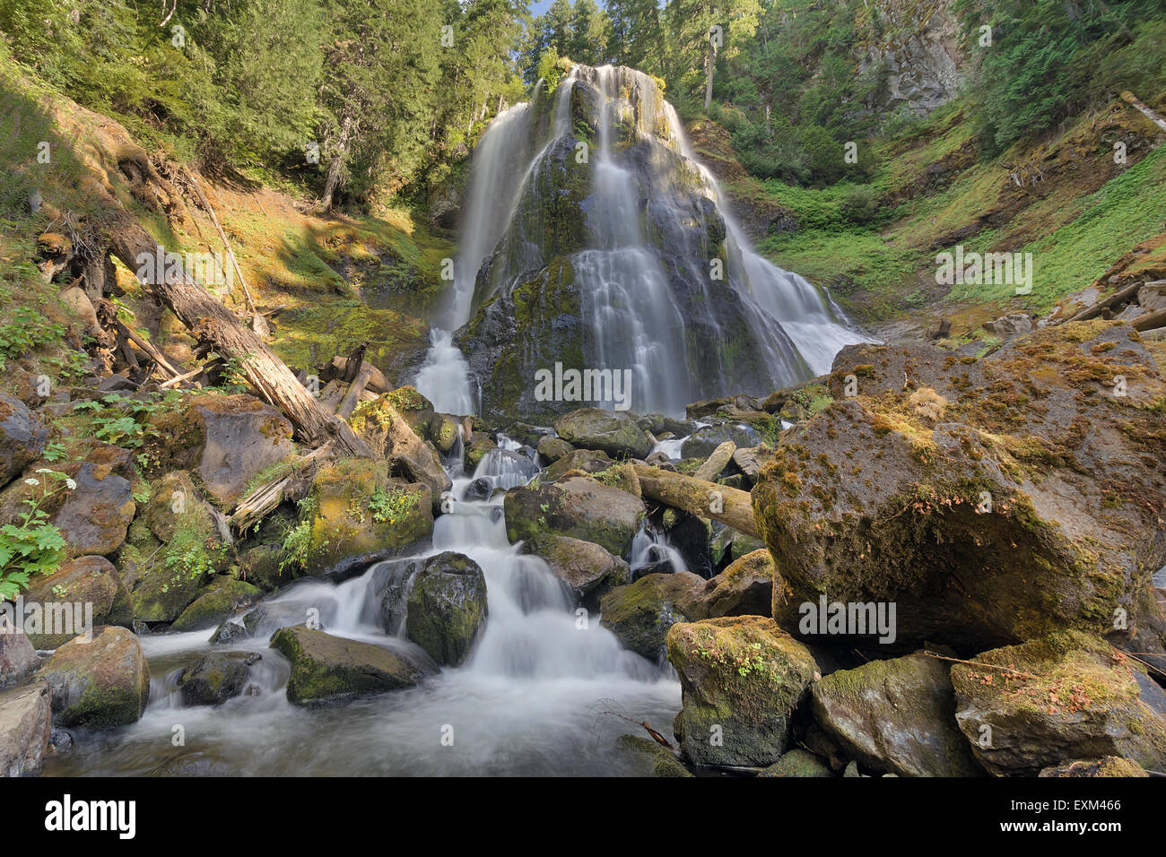 Falls Creek Falls Middle Tier at Gifford Pinchot National Forest in Washington State Stock Photo