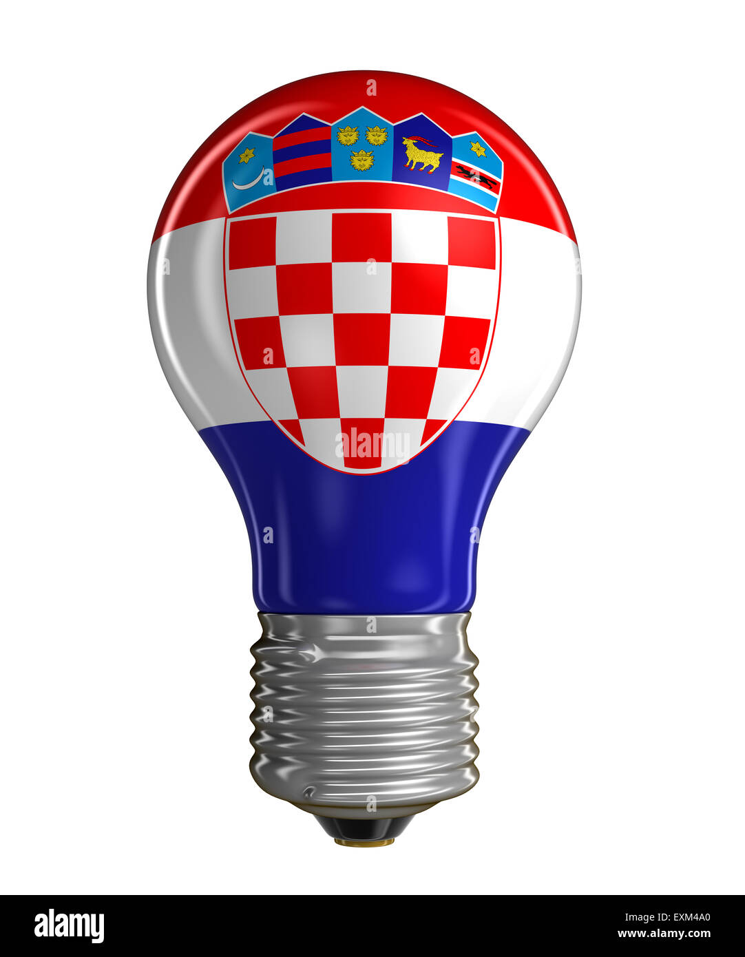 Light bulb with Croatian flag.  Image with clipping path Stock Photo