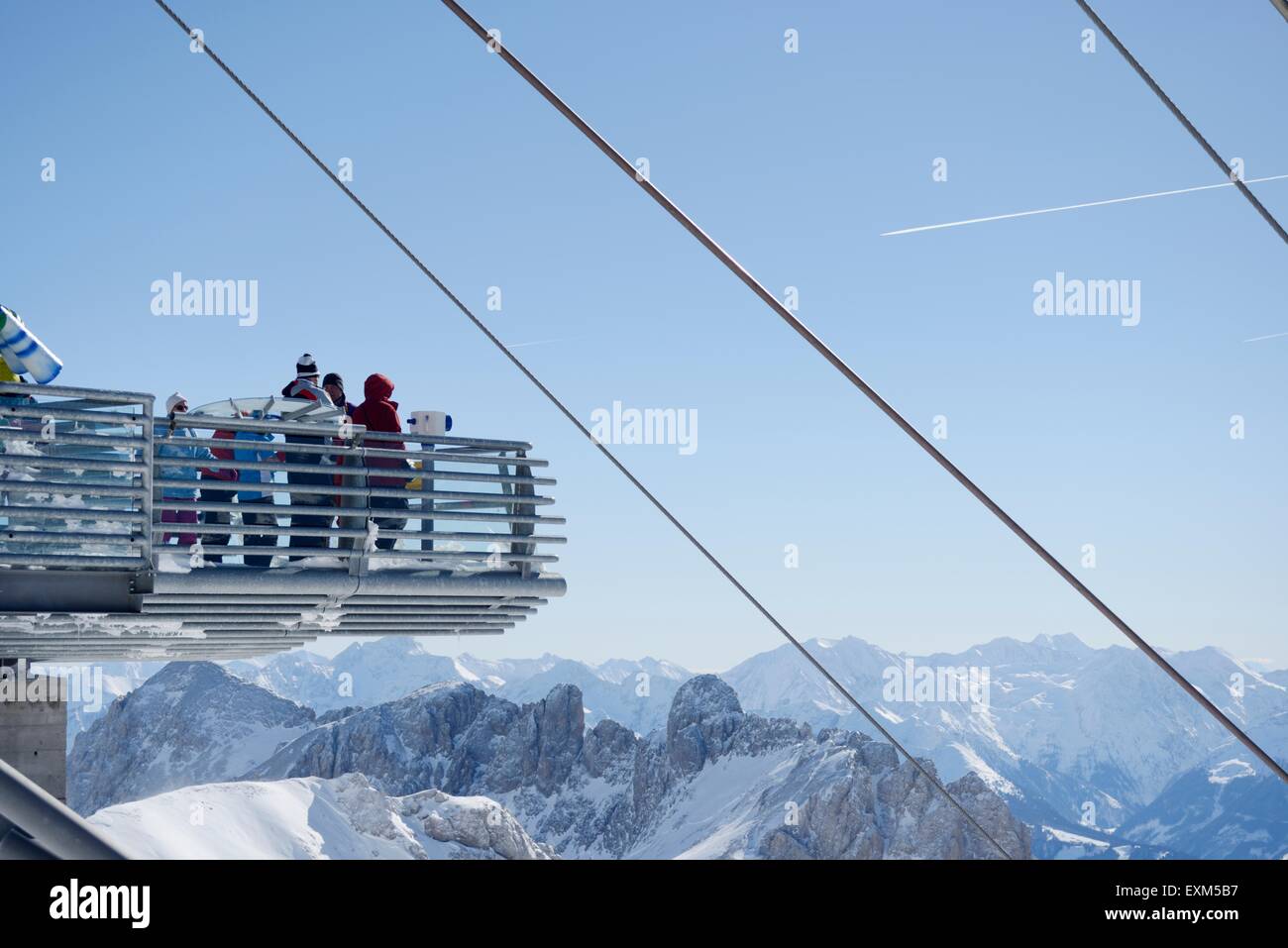 Sky walk, suspended platform with glass floor, The Dachstein glacier- UNESCO World Natural Heritage,Styria,Austria,Alps,Skiing Stock Photo
