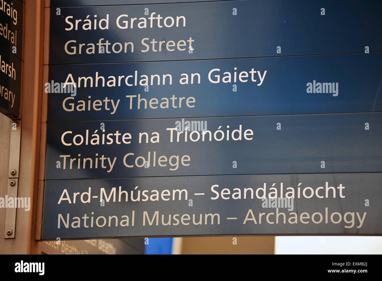 A directions sign in Dublin. Stock Photo