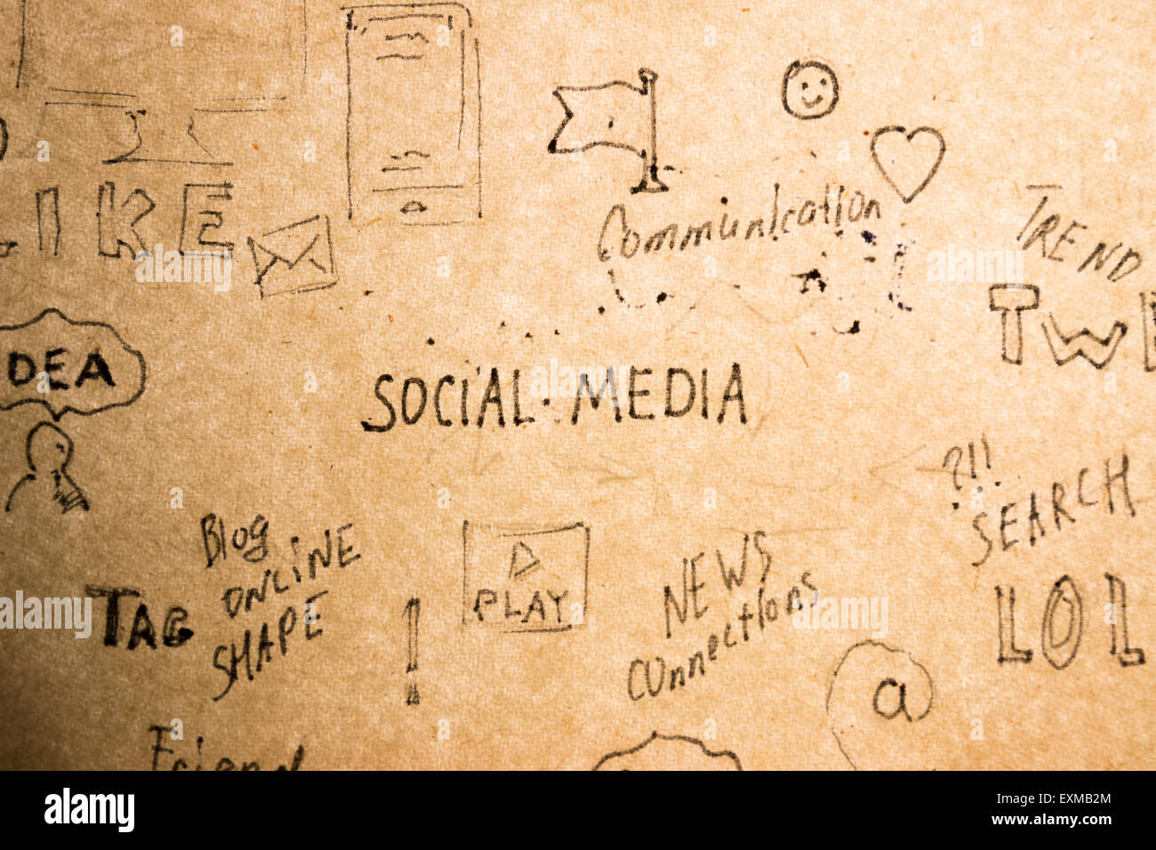 Hand drawn social media concept Stock Photo - Alamy