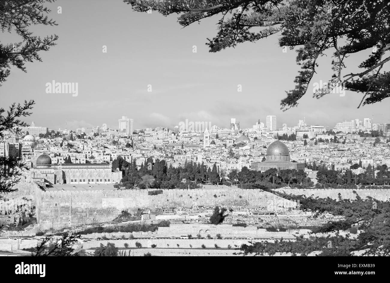 Jerusalem - Outlook from Mount of Olives to old city Stock Photo
