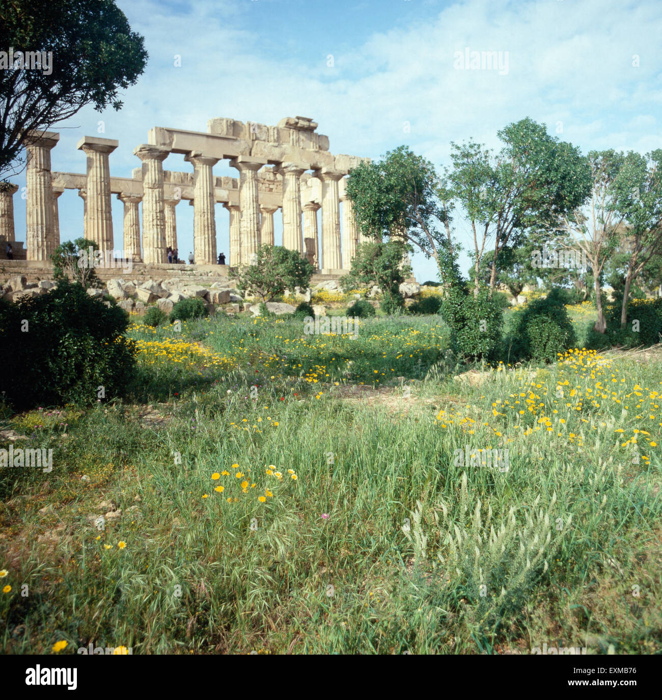 Der Heratempel der archäologischen Fundstätte Selinunt auf Sizilien, Italien 1970er Jahre. The temple of Hera of the archaeological site Selinunt of Sicily, Italy 1970s. Stock Photo
