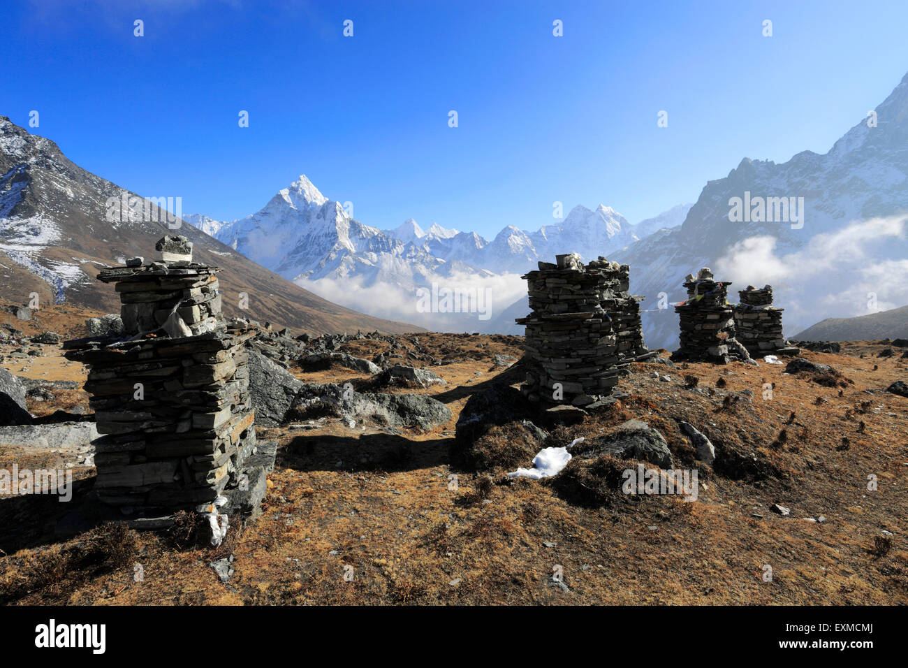 Memorials and Tombstones to climbers and Sherpas who have died on