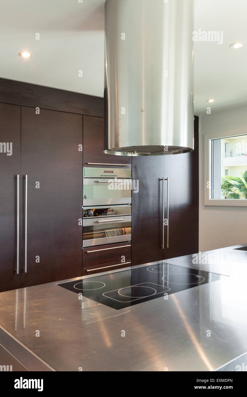 Architecture, beautiful apartment furnished, modern kitchen Stock Photo