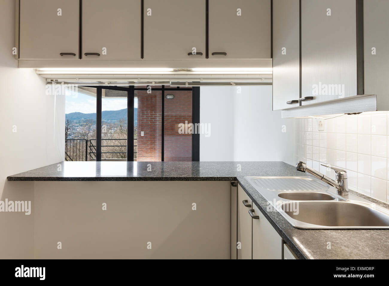 Architecture, Interiors of empty apartment, domestic kitchen Stock ...