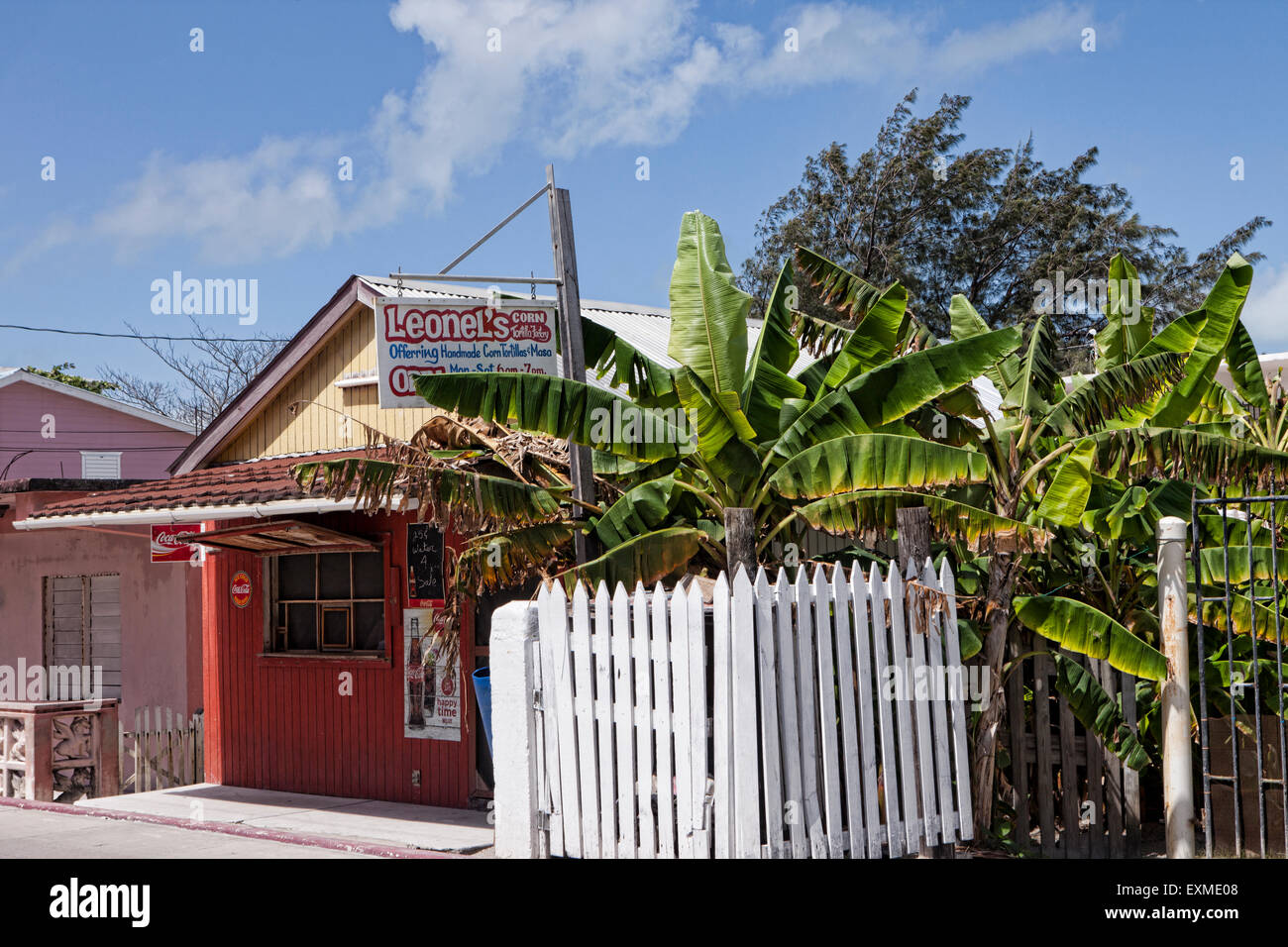 Leonel's Corn Tortilla Factory in San Pedro, Ambergris Caye, Belize, Central America Stock Photo