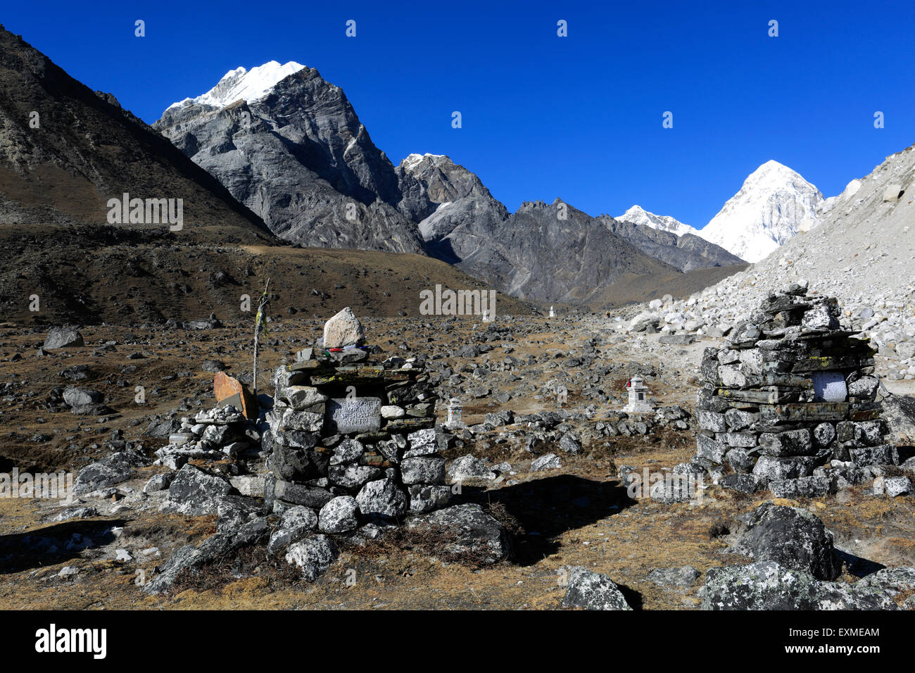 Memorials and Tombstones to climbers and Sherpas who have died on