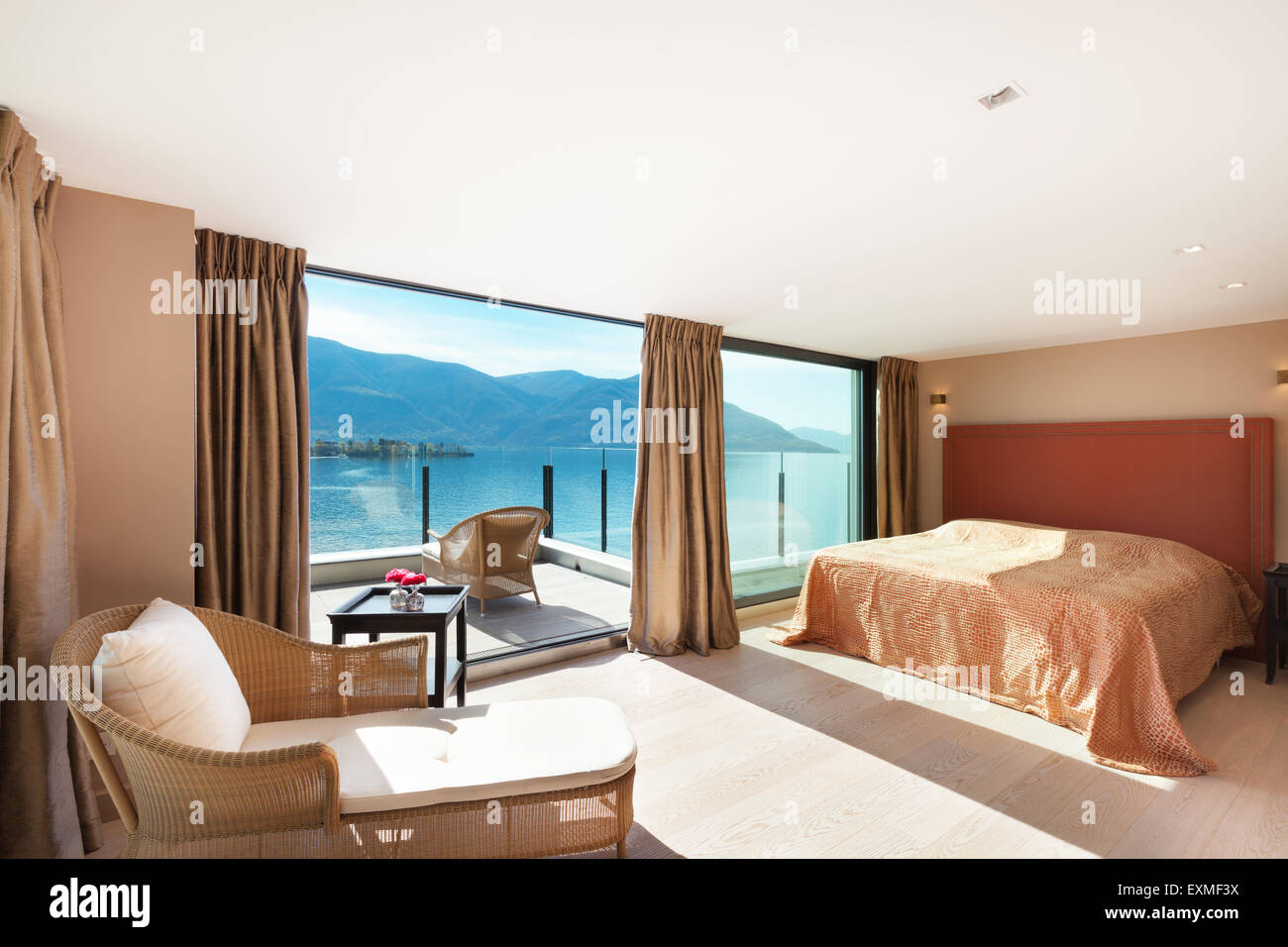 Picture of Architecture interior beautiful penthouse bedroom hi-res stock ...