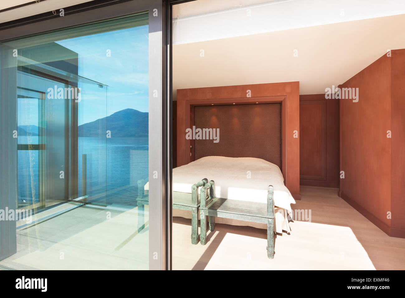 modern architecture, Interior, beautiful penthouse, bedroom Stock Photo ... - Modern Penthouse Apartment Interior Design For A Bedroom