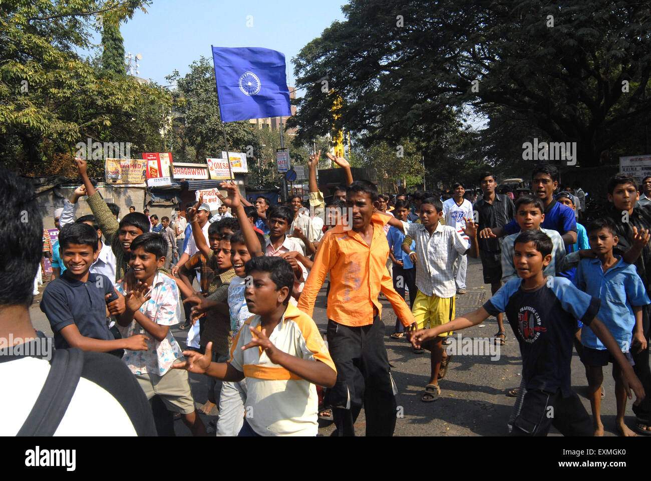 The Dalit community resort to violent protests ; Bombay now Mumbai ; Maharashtra ; India Stock Photo