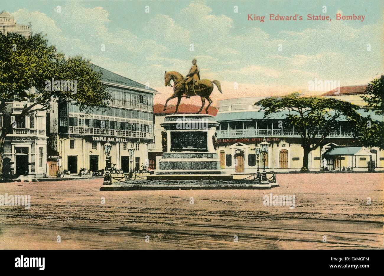 old vintage 1900s photo of King Edward VII , Prince of Wales , on black horse statue now Kala Ghoda ; Bombay , Mumbai ; Maharashtra ; India , Asia Stock Photo
