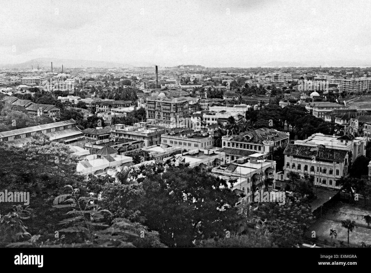 Old vintage 1900s aerial of Babulnath buildings , Bombay , Mumbai , Maharashtra , India - aad 148365 Stock Photo