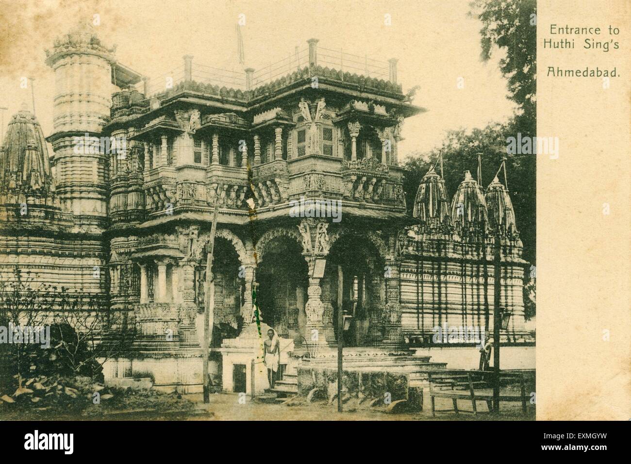 Huthi Sings temple, Hutheesing Jain Temple, Hutheesing Temple, Jain temple, Ahmedabad, Amdavad, Gujarat, India, old vintage 1900s picture Stock Photo