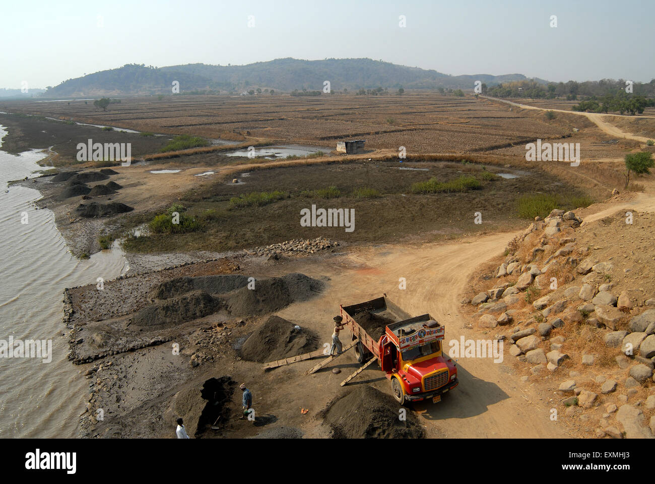 sand dredging, Uran, New Bombay, Navi Mumbai, Raigad district, Konkan division, Maharashtra, India, Asia Stock Photo