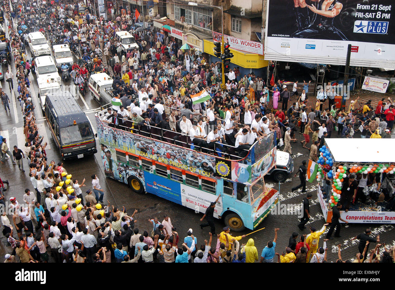 T20 Cricket World Cup, Twenty 20 Indian cricket team victory parade, Bombay, Mumbai, Maharashtra, India, Asia Stock Photo