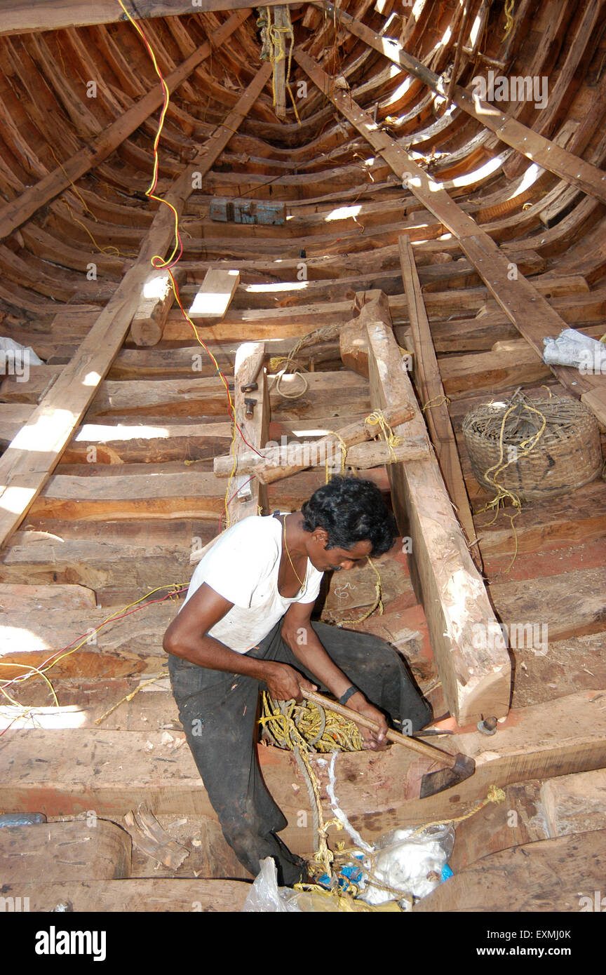 Boat Building, Fisherman Colony, Colaba, Bombay, Mumbai, Maharashtra, India, Asia Stock Photo