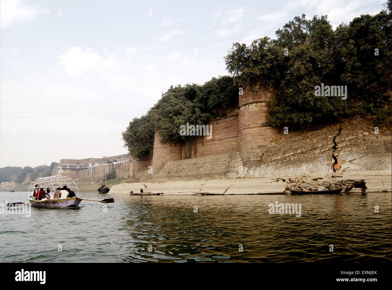 Outer wall of Lal Quila or Red fort on the banks of the Ganges at Allahabad; Uttar Pradesh; India Stock Photo