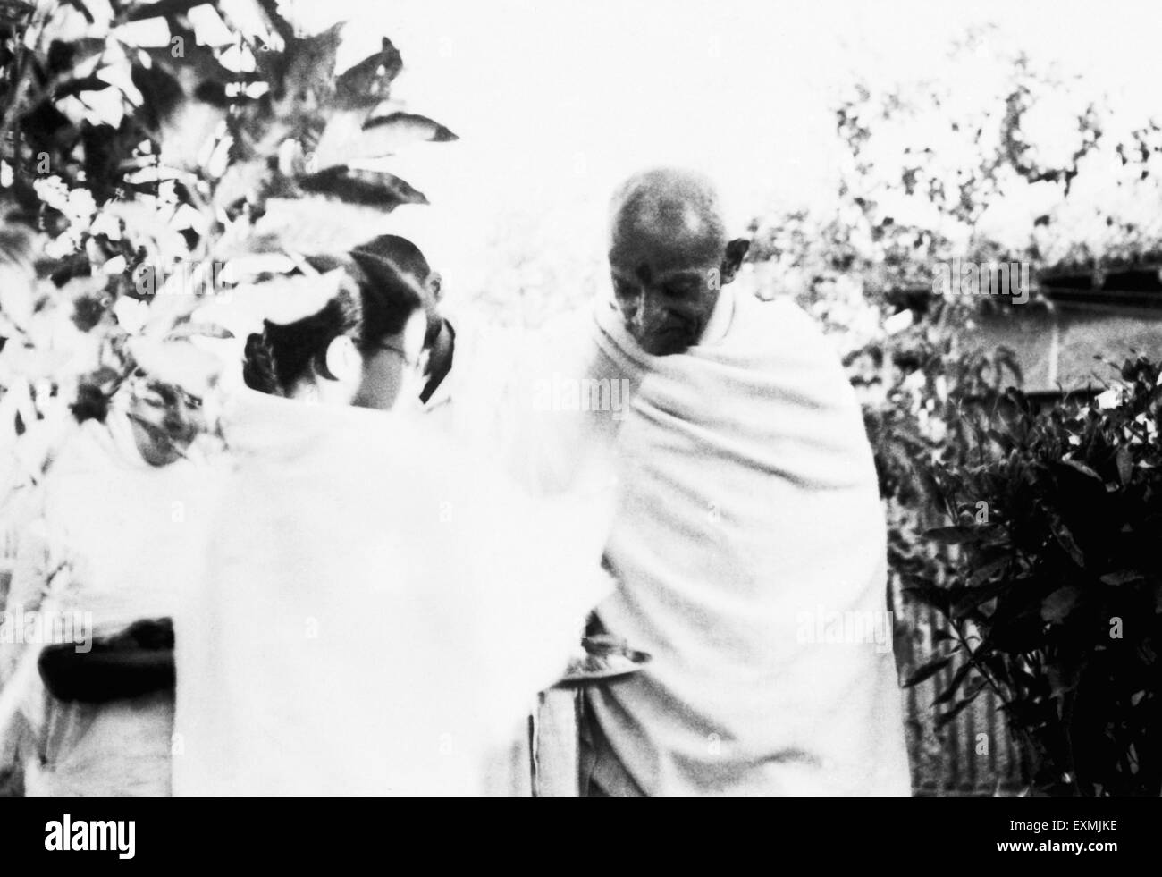 Mahatma Gandhi and Abha Gandhi at Sevagram Ashram ; 1944 NO MR Stock Photo