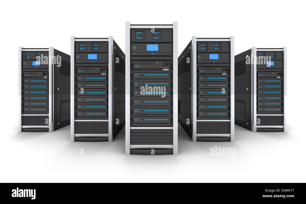 Five Server high-end, view front (done in 3d) Stock Photo