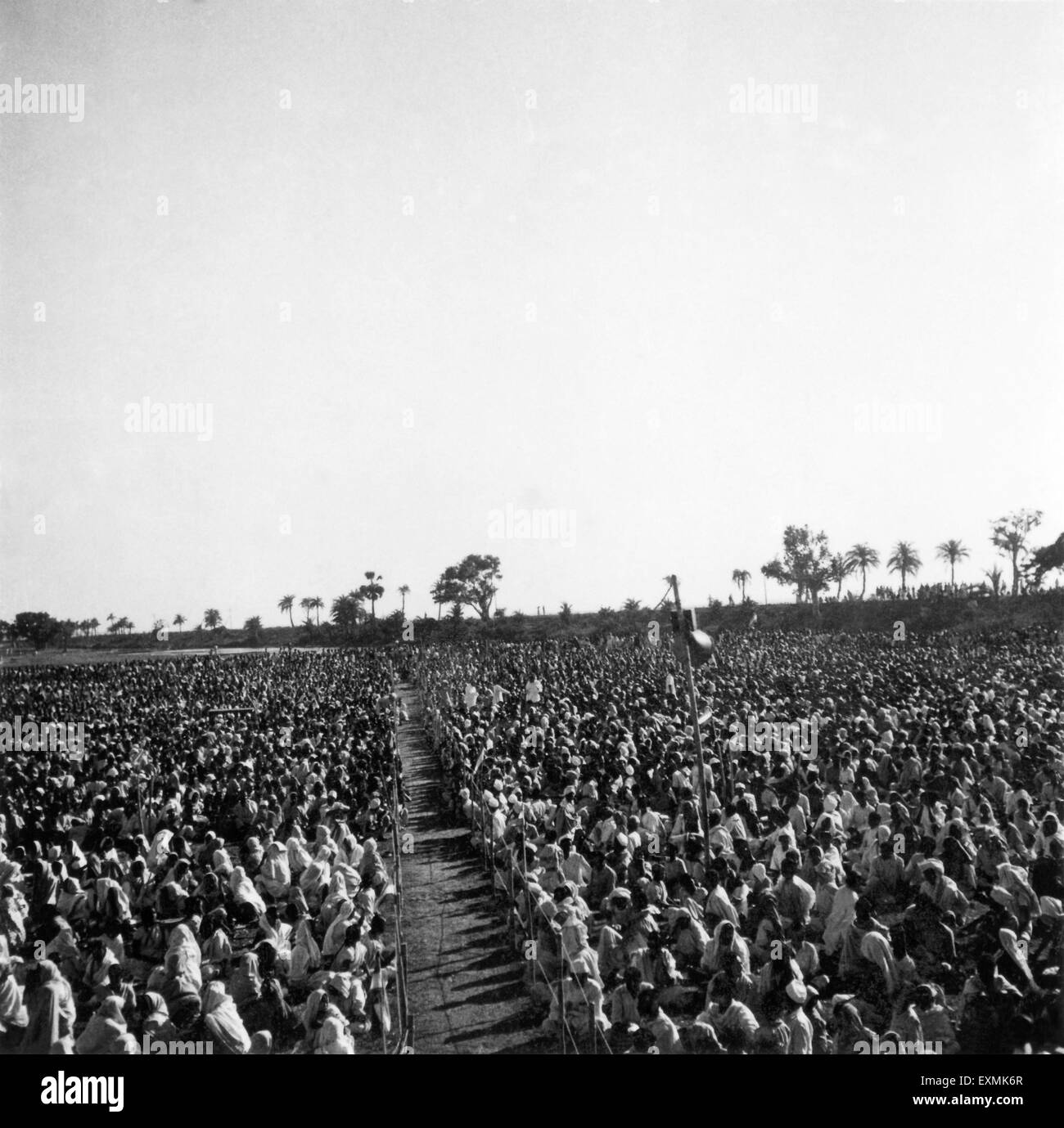 Crowds at a public meeting in Assam ; December 1945, India, Asia, old vintage 1900s picture Stock Photo