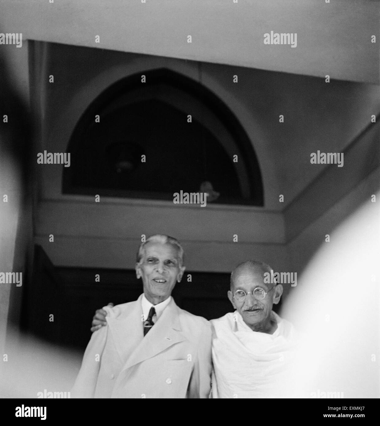 Mahatma Gandhi and Muslim leader Muhammed Ali Jinnah in Mumbai ; September 1944 NO MR Stock Photo