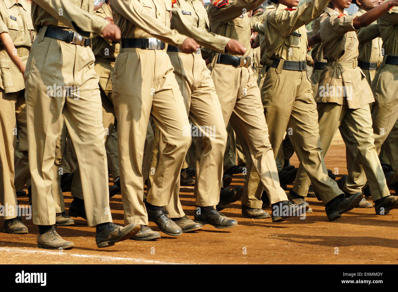 Parade rehearsal on the occasion of Republic Day celebrations at Shivaji Park in Bombay now Mumbai ; Maharashtra ; India Stock Photo