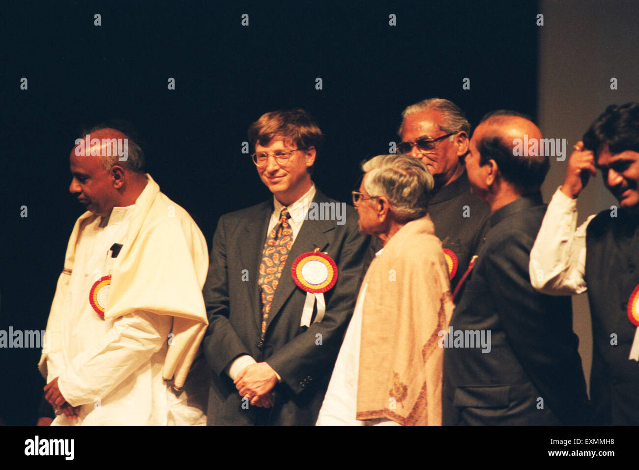 Bill Gates, American business magnate, William Henry Gates III, software developer, investor, author, philanthropist, co-founder of Microsoft Corporation, with Indian politicians, India, Asia Stock Photo