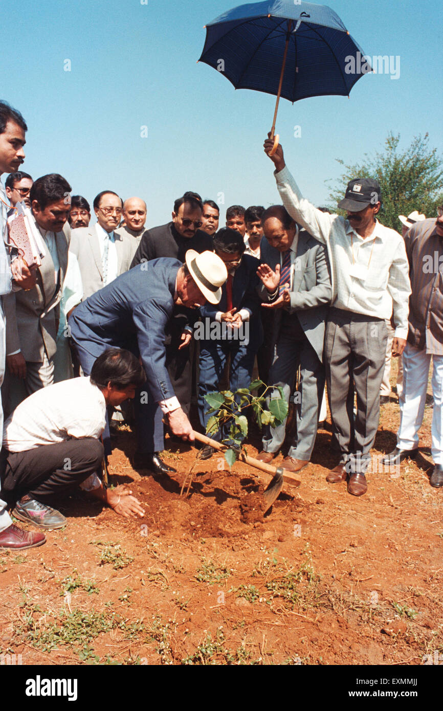 Prince Philip planting sapling mumbai india Stock Photo