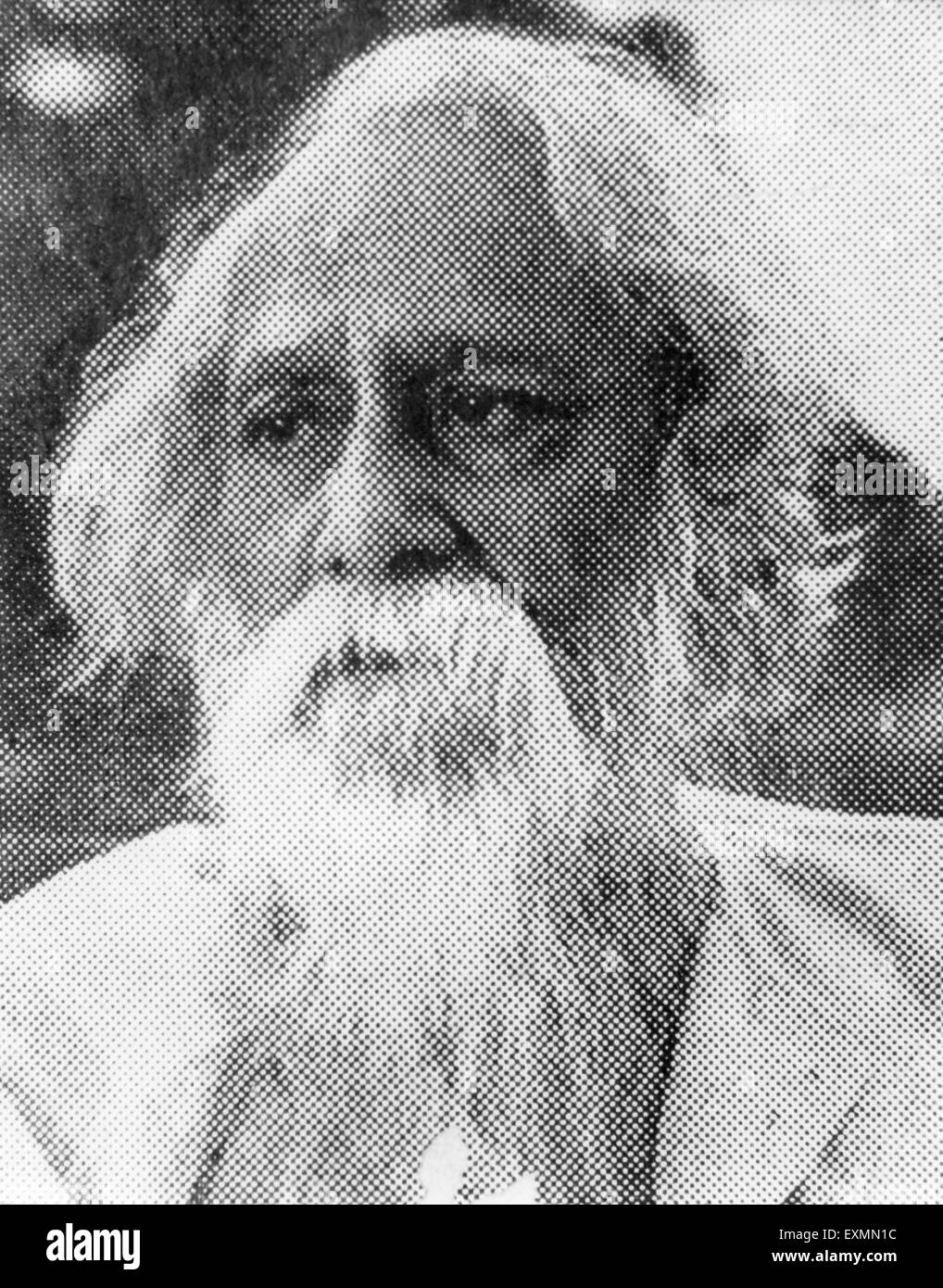 Rabindranath Tagore, Bengali poet, writer, composer, philosopher, social reformer, painter, 1940, India, Asia, old vintage 1900s picture Stock Photo