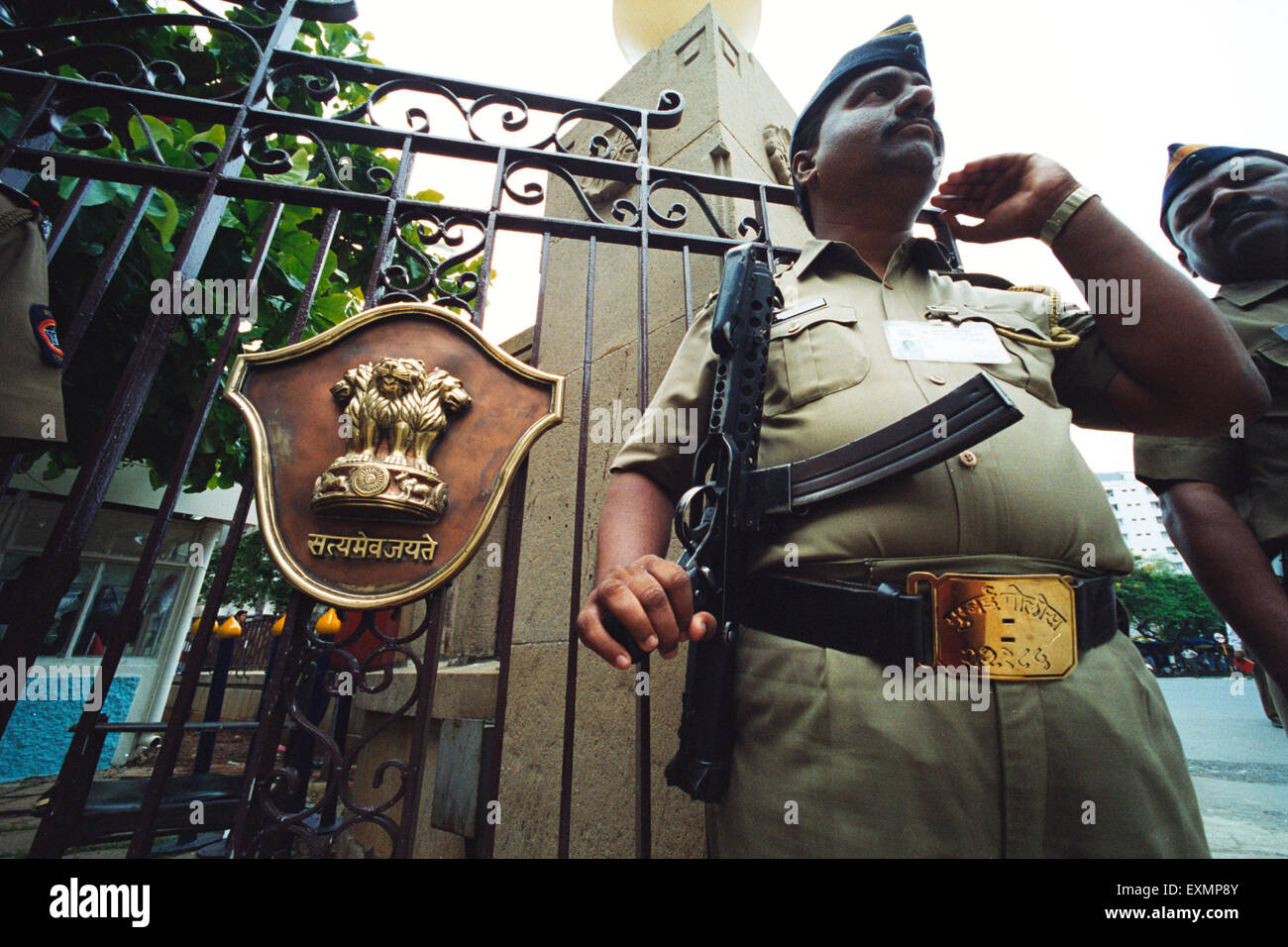 Police guarding Mantralaya, Bombay, Mumbai, Maharashtra, India, Asia Stock Photo